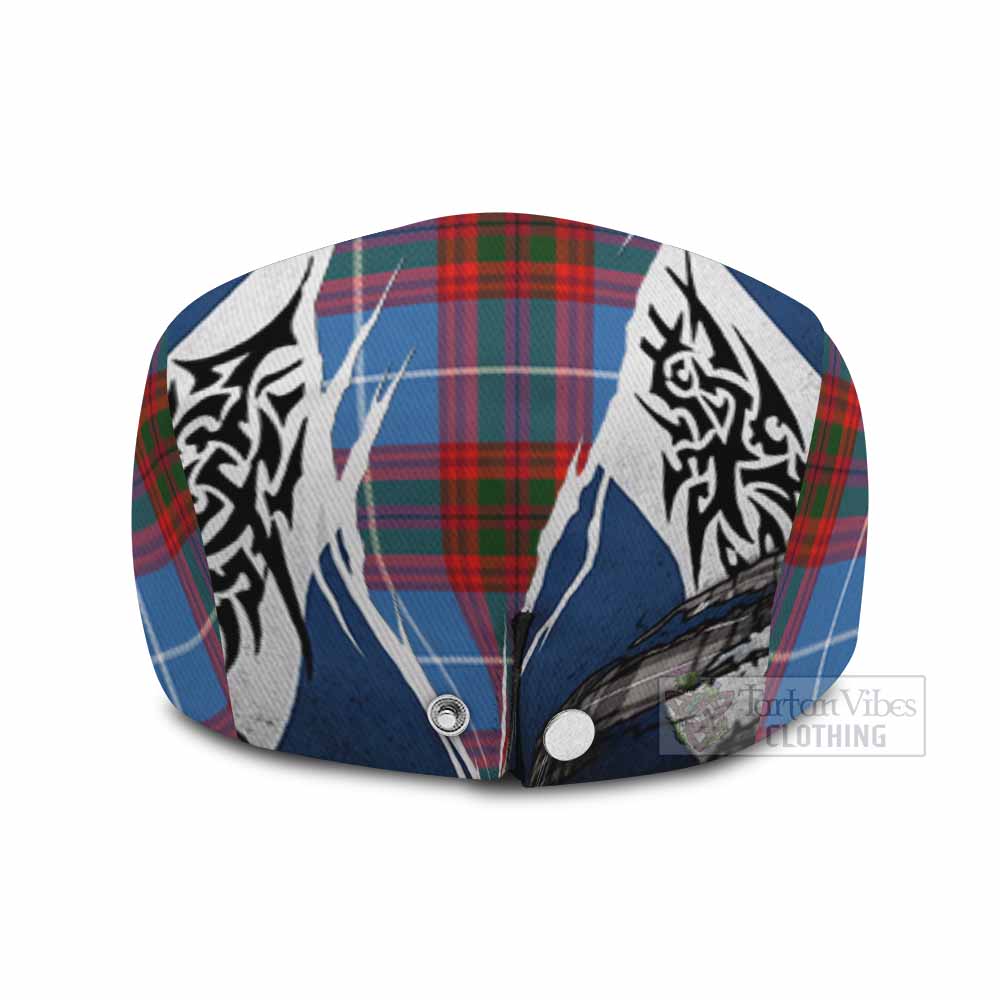 Trotter Tartan Flat Cap, Jeff Cap Scotland Flag Ripped Tribal Design