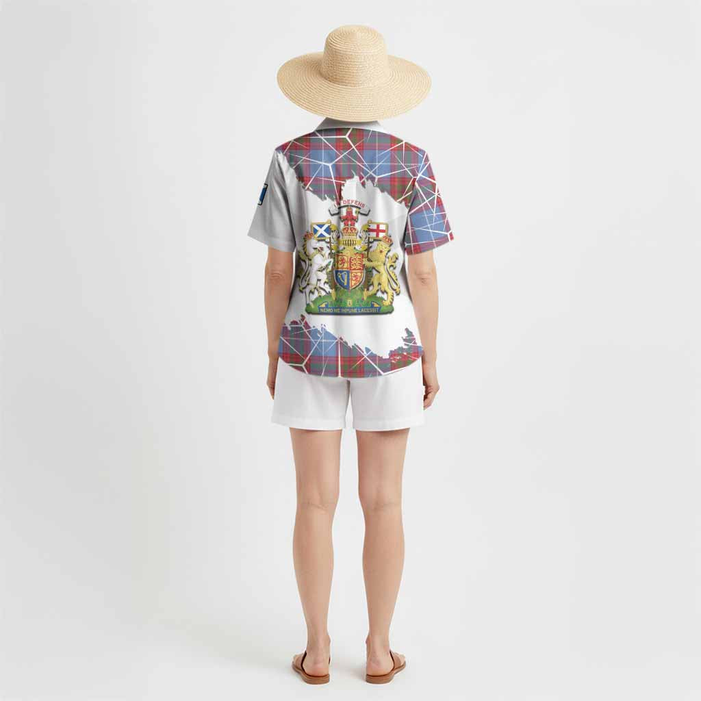 Trotter Tartan Hawaiian Shirt with Family Crest and Lion Rampant Grunge Style