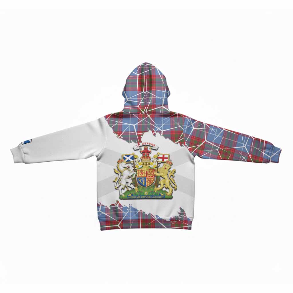 Trotter Tartan Kid Hoodie with Family Crest and Lion Rampant Grunge Style