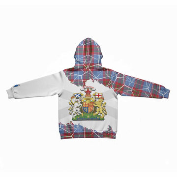 Trotter Tartan Kid Hoodie with Family Crest and Lion Rampant Grunge Style