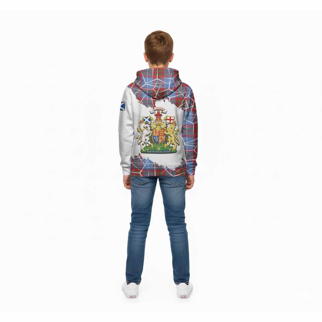 Trotter Tartan Kid Hoodie with Family Crest and Lion Rampant Grunge Style