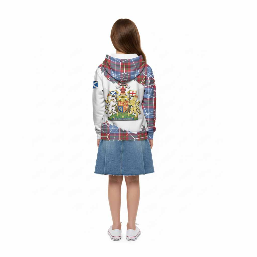 Trotter Tartan Kid Hoodie with Family Crest and Lion Rampant Grunge Style