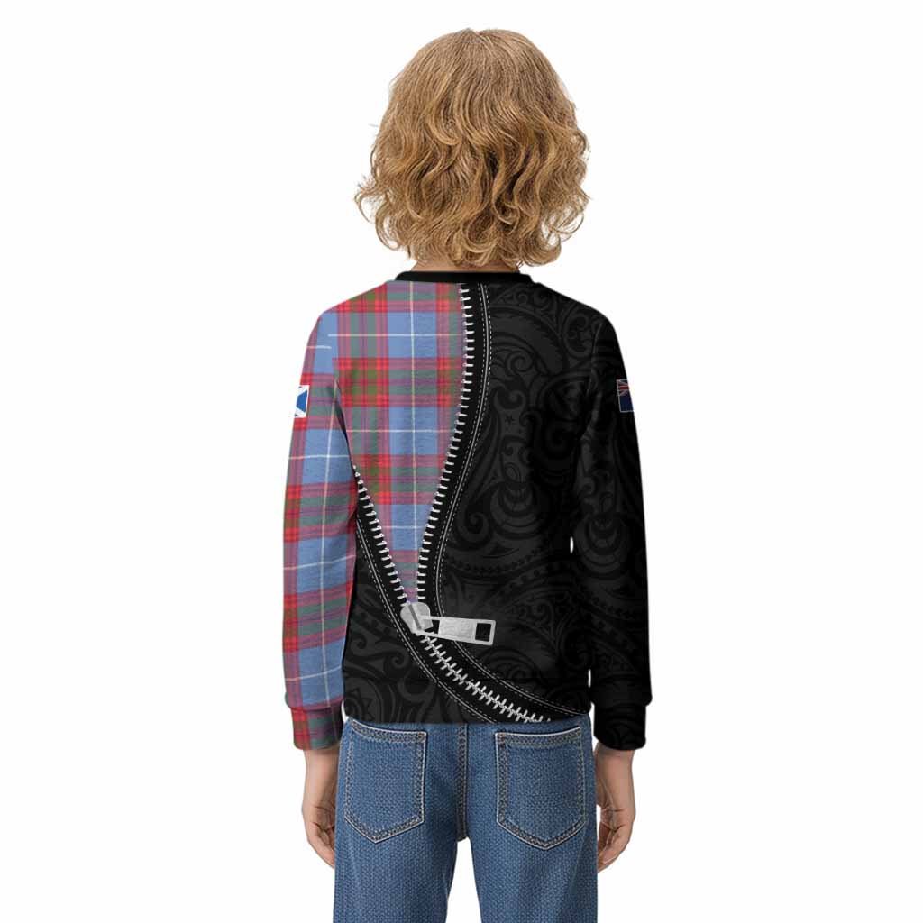 Trotter Tartan Kid Knitted Sweatshirt New Zealand Pattern Unique Zipper Stylized