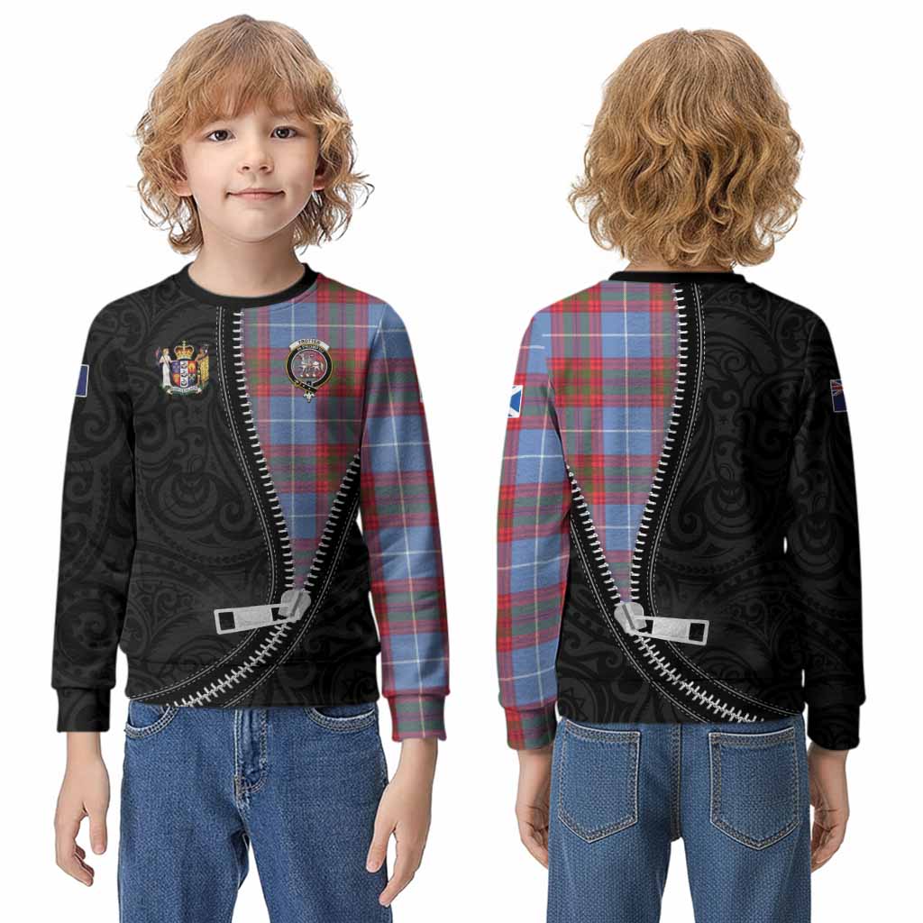 Trotter Tartan Kid Knitted Sweatshirt New Zealand Pattern Unique Zipper Stylized