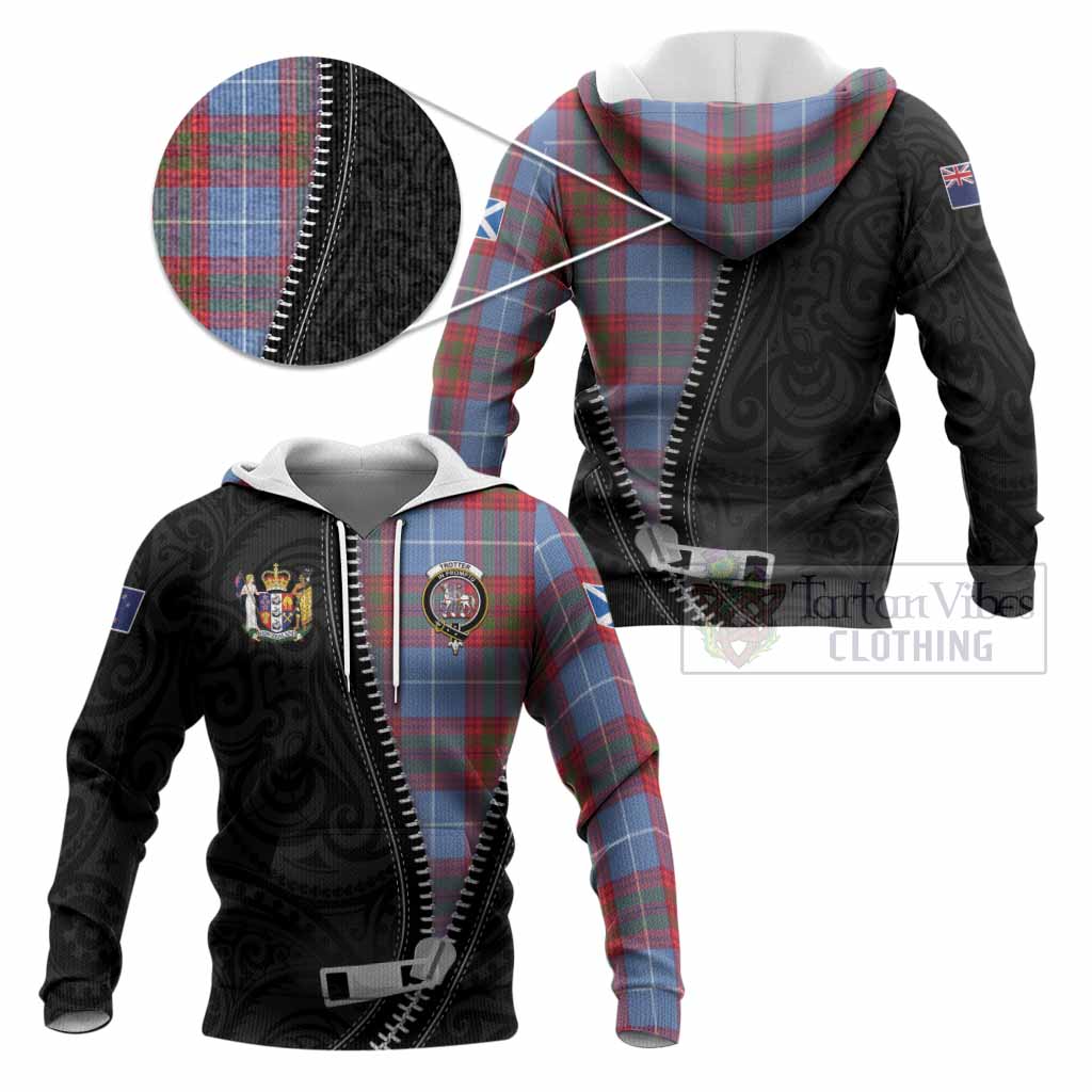 Trotter Tartan Knitted Hoodie New Zealand Pattern Unique Zipper Stylized