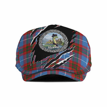 Trotter Tartan Loch Ness Monster Flat Cap, Jeff Cap Celtic Knot Nessie Art
