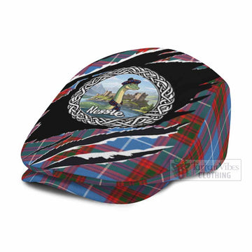 Trotter Tartan Loch Ness Monster Flat Cap, Jeff Cap Celtic Knot Nessie Art