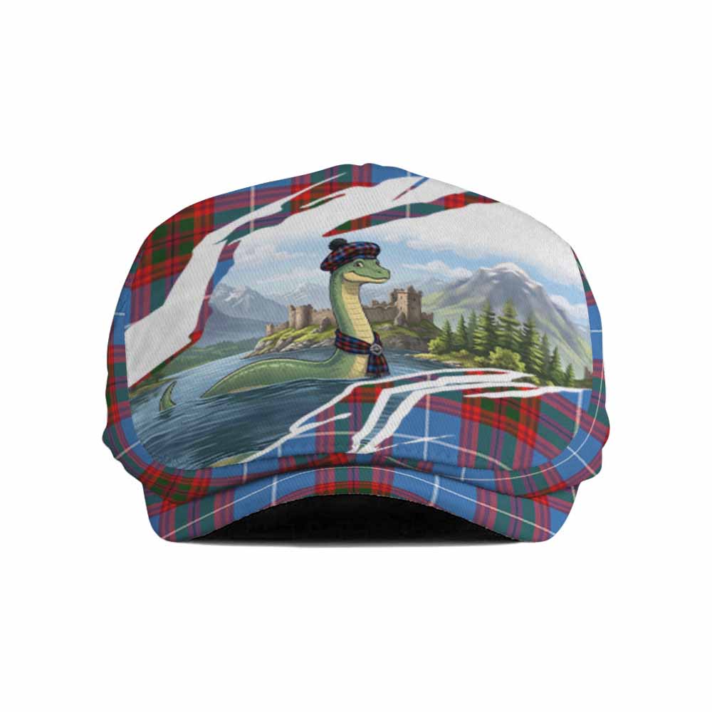 Trotter Tartan Loch Ness Monster Scottish Heritage Art Flat Cap, Jeff Cap