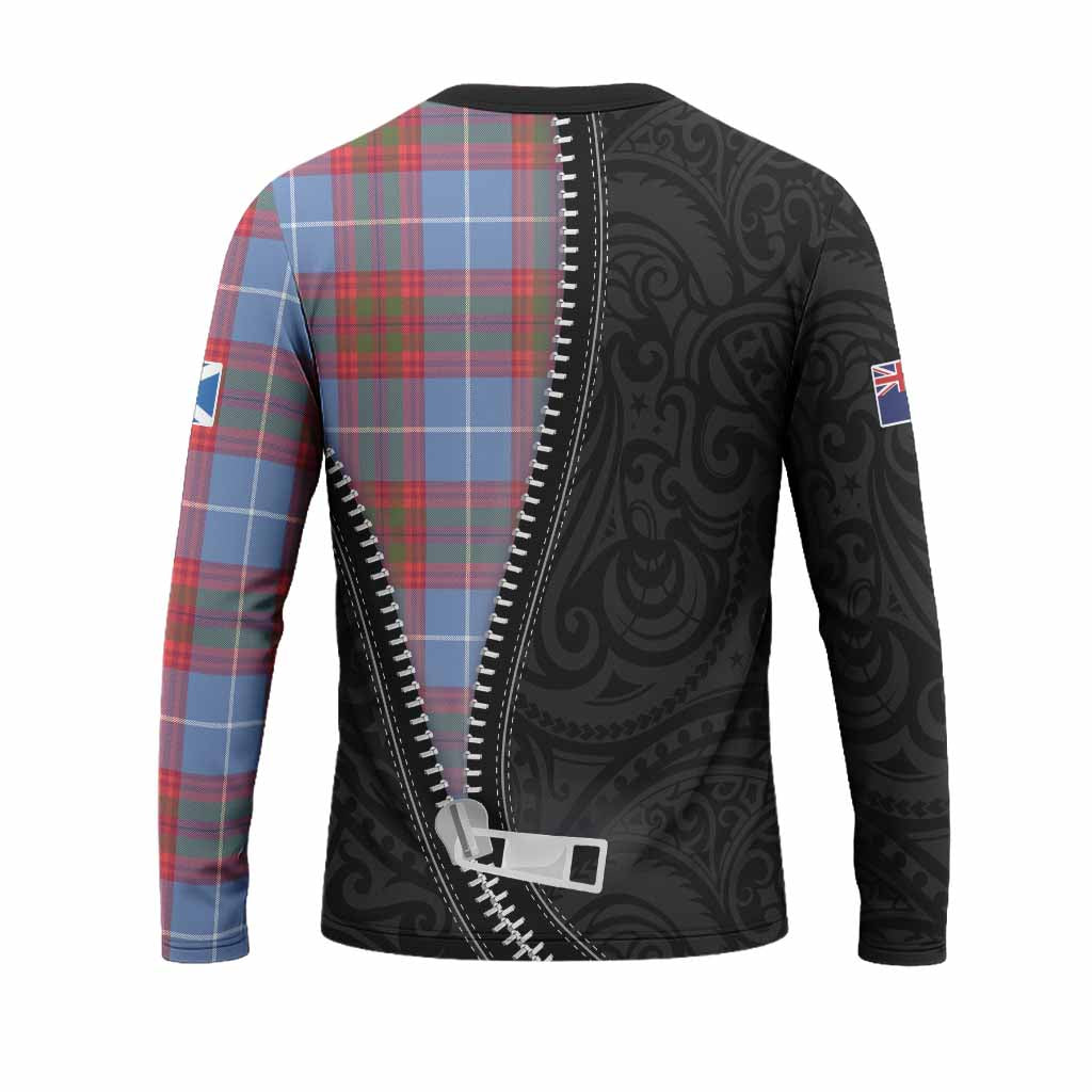 Trotter Tartan Long Sleeve T-Shirt New Zealand Pattern Unique Zipper Stylized