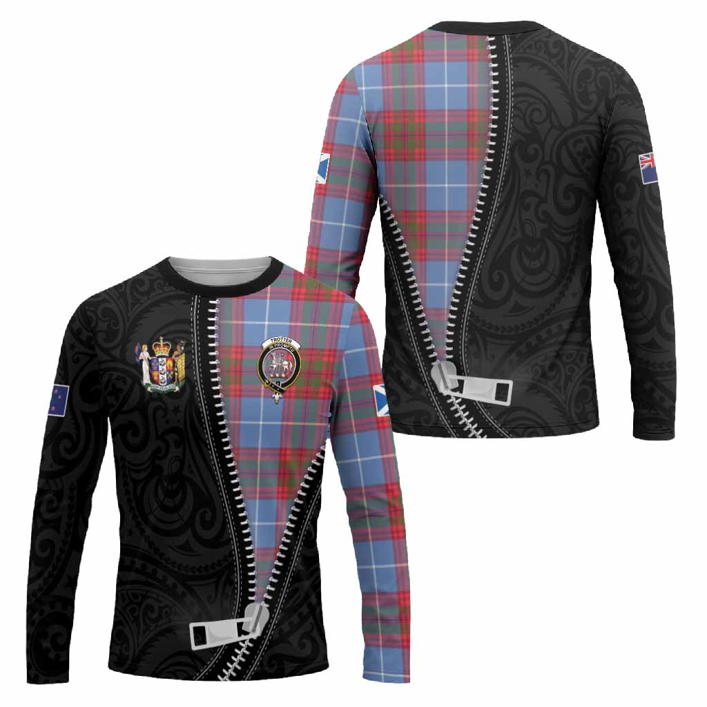 Trotter Tartan Long Sleeve T-Shirt New Zealand Pattern Unique Zipper Stylized