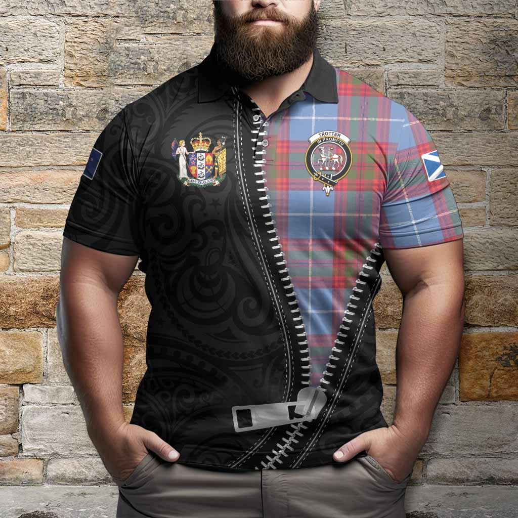 Trotter Tartan Polo Shirt New Zealand Pattern Unique Zipper Stylized