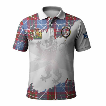 Trotter Tartan Polo Shirt with Family Crest and Lion Rampant Grunge Style