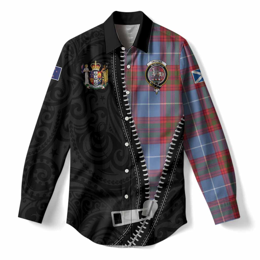 Trotter Tartan Women Casual Shirt New Zealand Pattern Unique Zipper Stylized