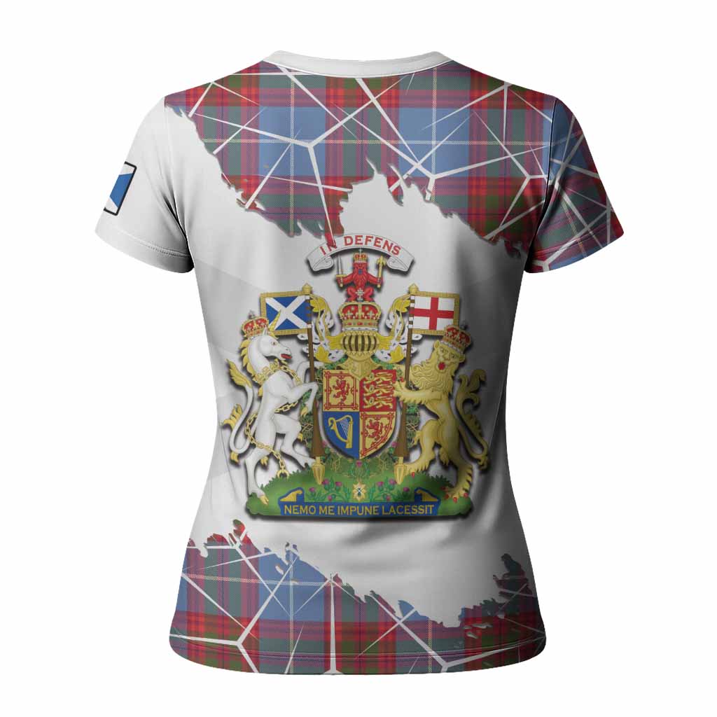 Trotter Tartan Women T shirt with Family Crest and Lion Rampant Grunge Style