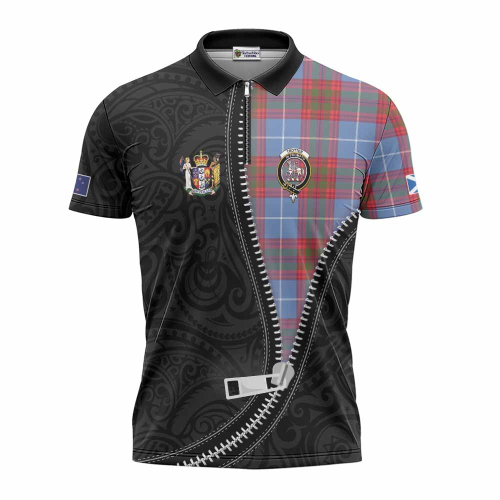 Trotter Tartan Zipper Polo Shirt New Zealand Pattern Unique Zipper Stylized