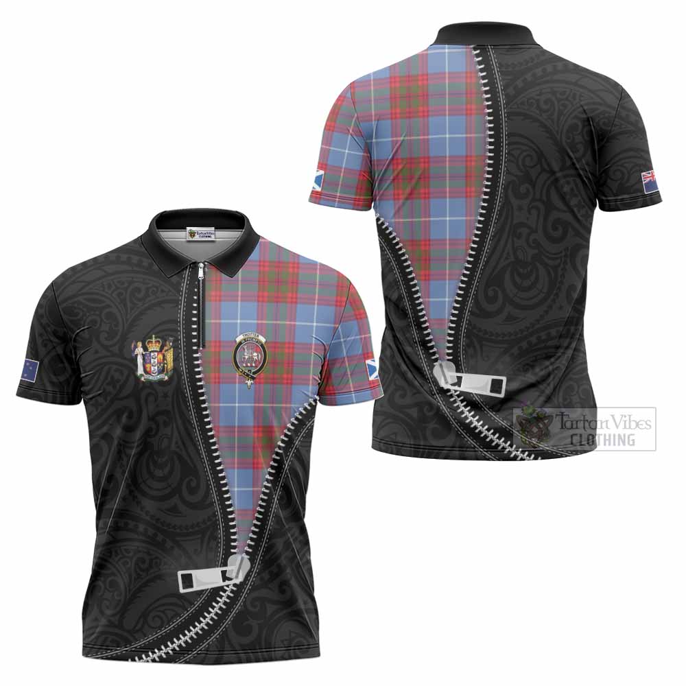 Trotter Tartan Zipper Polo Shirt New Zealand Pattern Unique Zipper Stylized