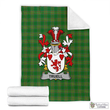 Tartan Vibes Clothing Truell Irish Clan Tartan Blanket with Coat of Arms