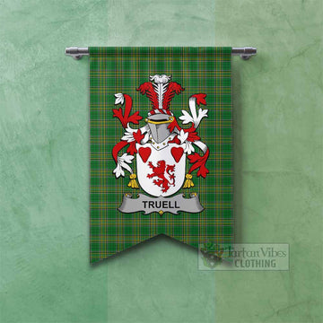 Tartan Vibes Clothing Truell Irish Clan Tartan Gonfalon, Tartan Banner with Coat of Arms