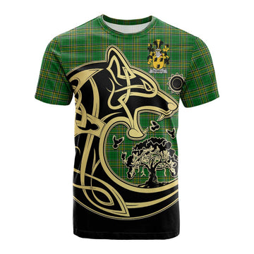 Trumbull Irish Tartan Cotton T-shirt with Coat of Arms Celtic Wolf Style Kid's Shirt - Tartan Vibes Clothing