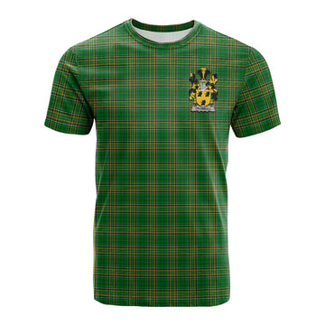Tartan Vibes Clothing Trumbull Irish Clan Tartan Cotton T-shirt with Coat of Arms