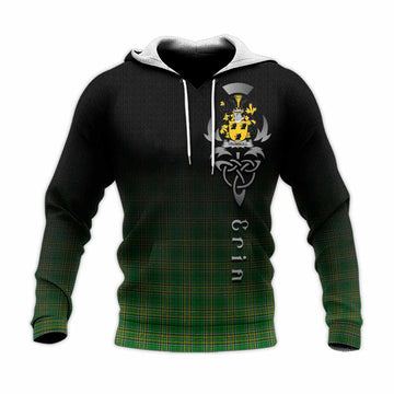 Tartan Vibes Clothing Trumbull Irish Clan Knitted Hoodie with Coat of Arms Erin Go Bragh Celtic Inspired