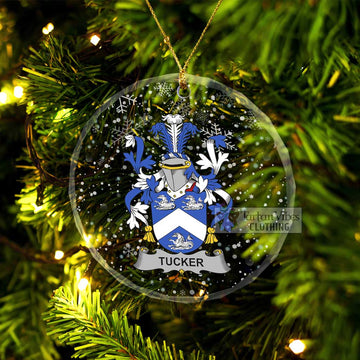 Tartan Vibes Clothing Tucker Irish Clan Christmas Glass Ornament with Coat of Arms