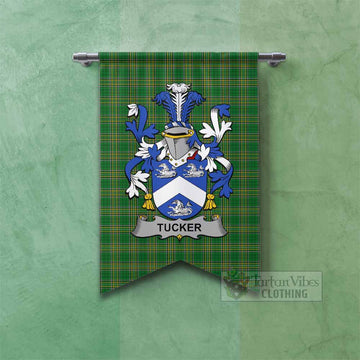 Tartan Vibes Clothing Tucker Irish Clan Tartan Gonfalon, Tartan Banner with Coat of Arms