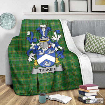 Tartan Vibes Clothing Tucker Irish Clan Tartan Blanket with Coat of Arms