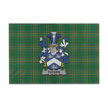 Tartan Vibes Clothing Tucker Irish Clan Tartan House Flag with Coat of Arms