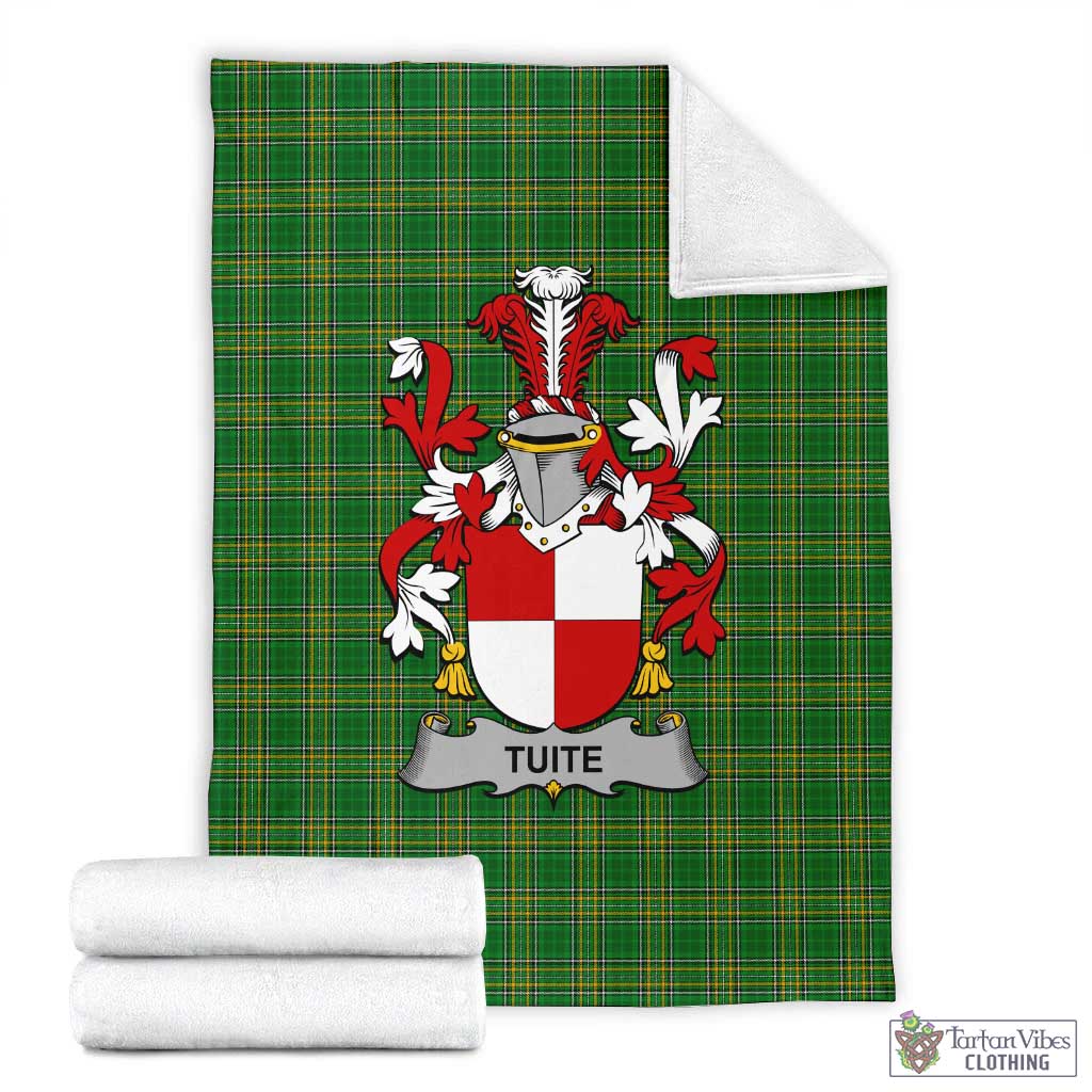 Tuite Irish Clan Tartan Blanket with Coat of Arms X-Large 59 x 79 inches 150 x 200 cm - Tartan Vibes Clothing