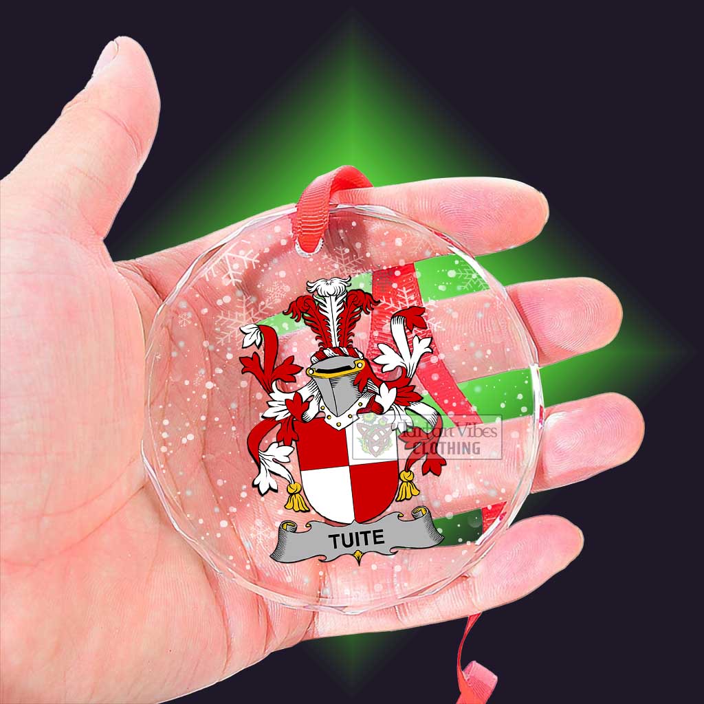 Tartan Vibes Clothing Tuite Irish Clan Christmas Glass Ornament with Coat of Arms