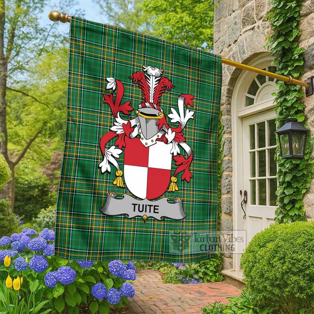 Tuite Irish Clan Tartan Flag with Coat of Arms