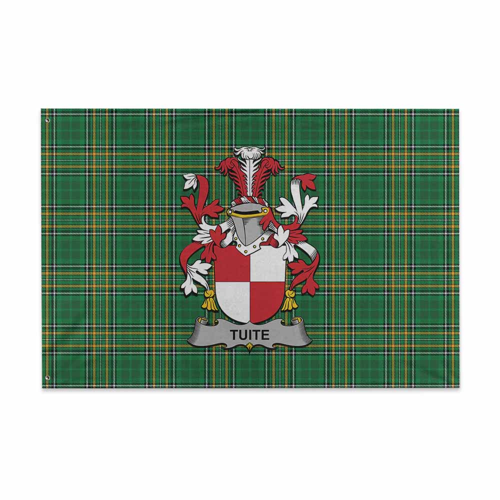 Tartan Vibes Clothing Tuite Irish Clan Tartan House Flag with Coat of Arms