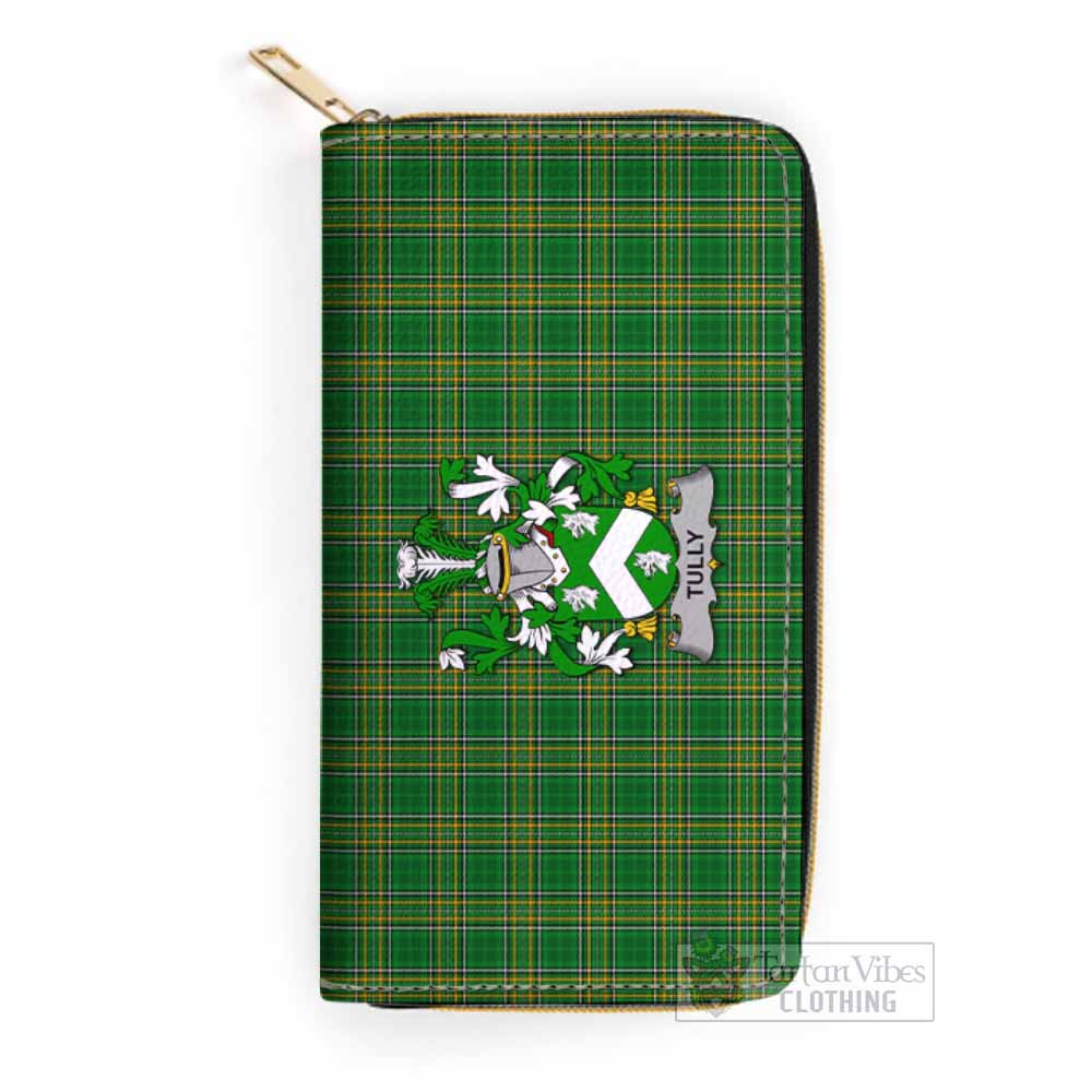 Tartan Vibes Clothing Tully Irish Clan Tartan Women's Leather Wallet with Coat of Arms