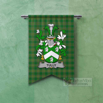 Tartan Vibes Clothing Tully Irish Clan Tartan Gonfalon, Tartan Banner with Coat of Arms