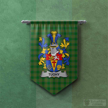 Tartan Vibes Clothing Tuohy Irish Clan Tartan Gonfalon, Tartan Banner with Coat of Arms