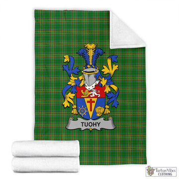 Tartan Vibes Clothing Tuohy Irish Clan Tartan Blanket with Coat of Arms