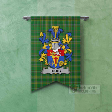 Tartan Vibes Clothing Tuohy Irish Clan Tartan Gonfalon, Tartan Banner with Coat of Arms