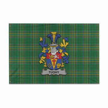 Tartan Vibes Clothing Tuohy Irish Clan Tartan House Flag with Coat of Arms
