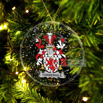 Turbervile Irish Clan Christmas Glass Ornament with Coat of Arms