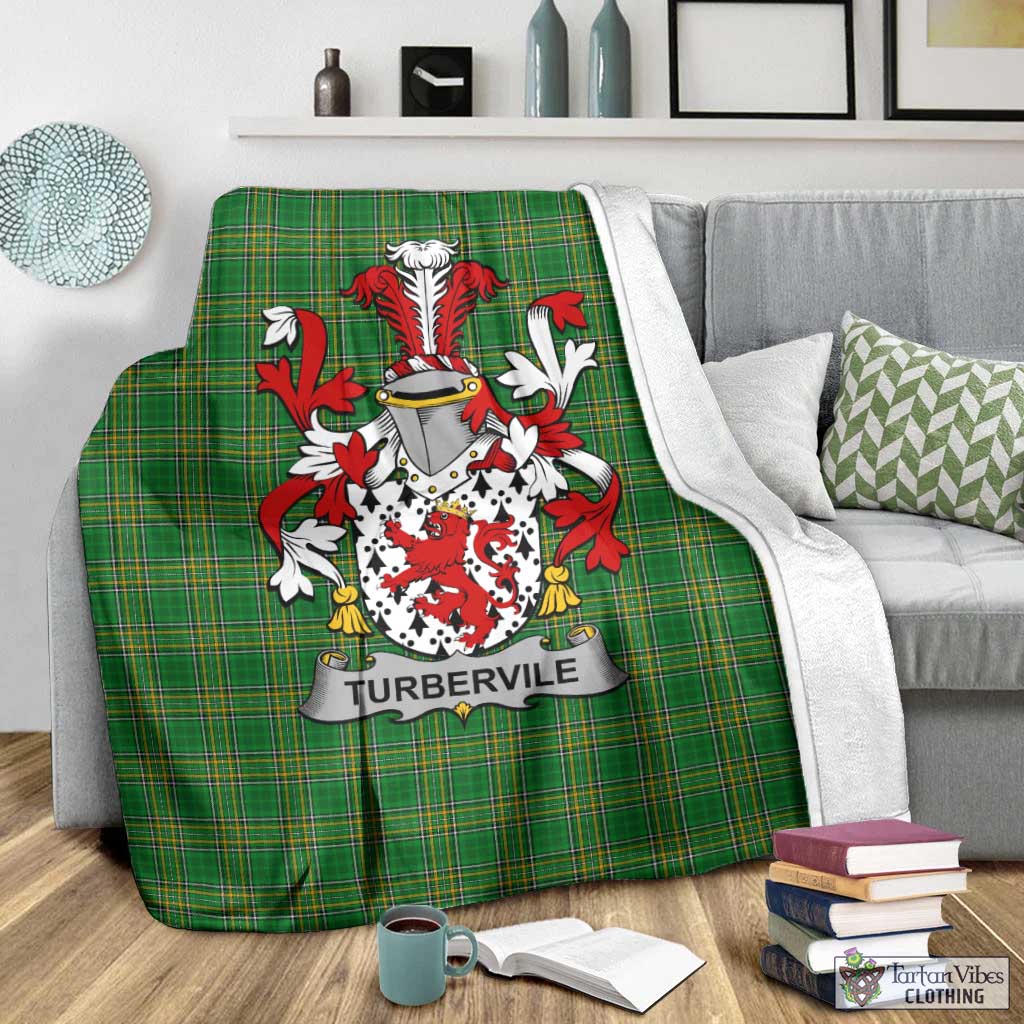 Turbervile Irish Clan Tartan Blanket with Coat of Arms - Tartan Vibes Clothing