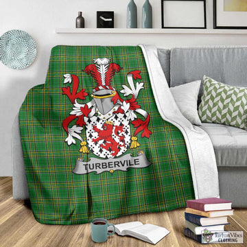 Turbervile Irish Clan Tartan Blanket with Coat of Arms - Tartan Vibes Clothing