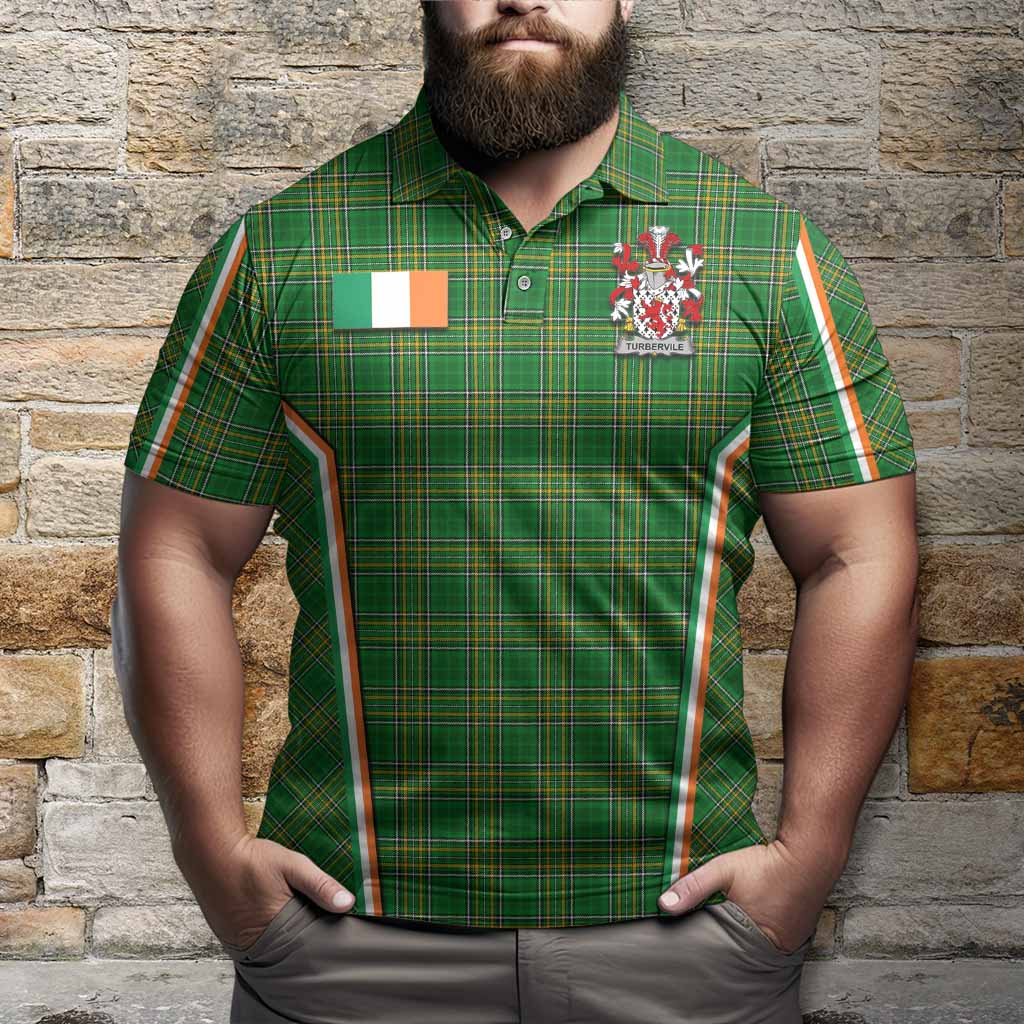 Turbervile Irish Clan Coat of Arm Tartan Polo Shirt Flag Style