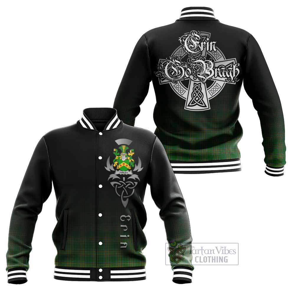 Tartan Vibes Clothing Turkey Irish Clan Baseball Jacket with Coat of Arms Erin Go Bragh Celtic Inspired