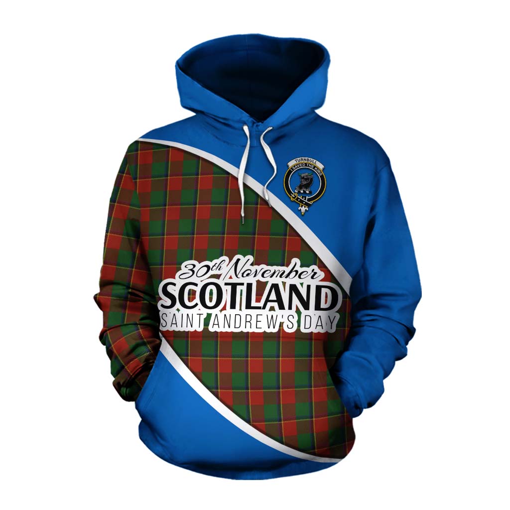 Tartan Vibes Clothing Turnbull Family Crest Tartan Cotton Hoodie Celebrate Saint Andrew's Day in Style