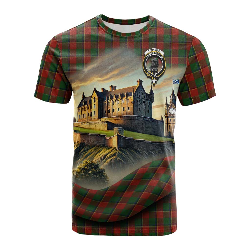 Tartan Vibes Clothing Turnbull Tartan Family Crest Cotton T-shirt with Scottish Ancient Castle Style