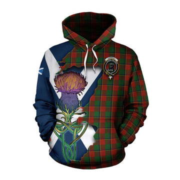 Turnbull Tartan Family Crest Cotton Hoodie Scottish Thistle Celtic Inspired