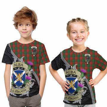 Tartan Vibes Clothing Turnbull Tartan Family Crest Kid T-Shirt Lion Rampant Royal Thistle Shield Celtic Inspired