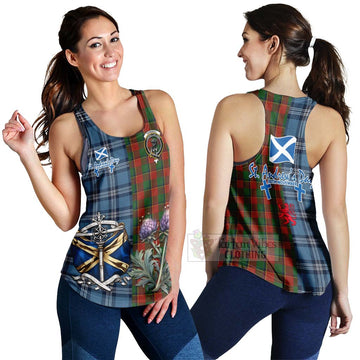 Tartan Vibes Clothing Turnbull Tartan Women's Racerback Tanks Happy St. Andrew's Day Half Tartan Style