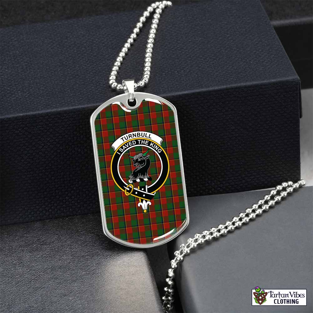Tartan Vibes Clothing Turnbull Tartan Dog Tag Necklace with Family Crest